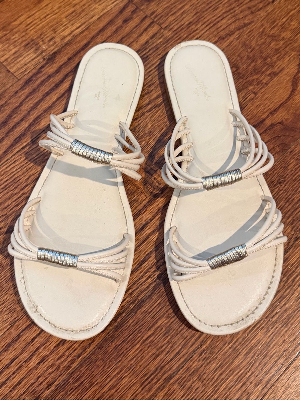 Universal Thread Cream Slide Sandals with Silver Rings